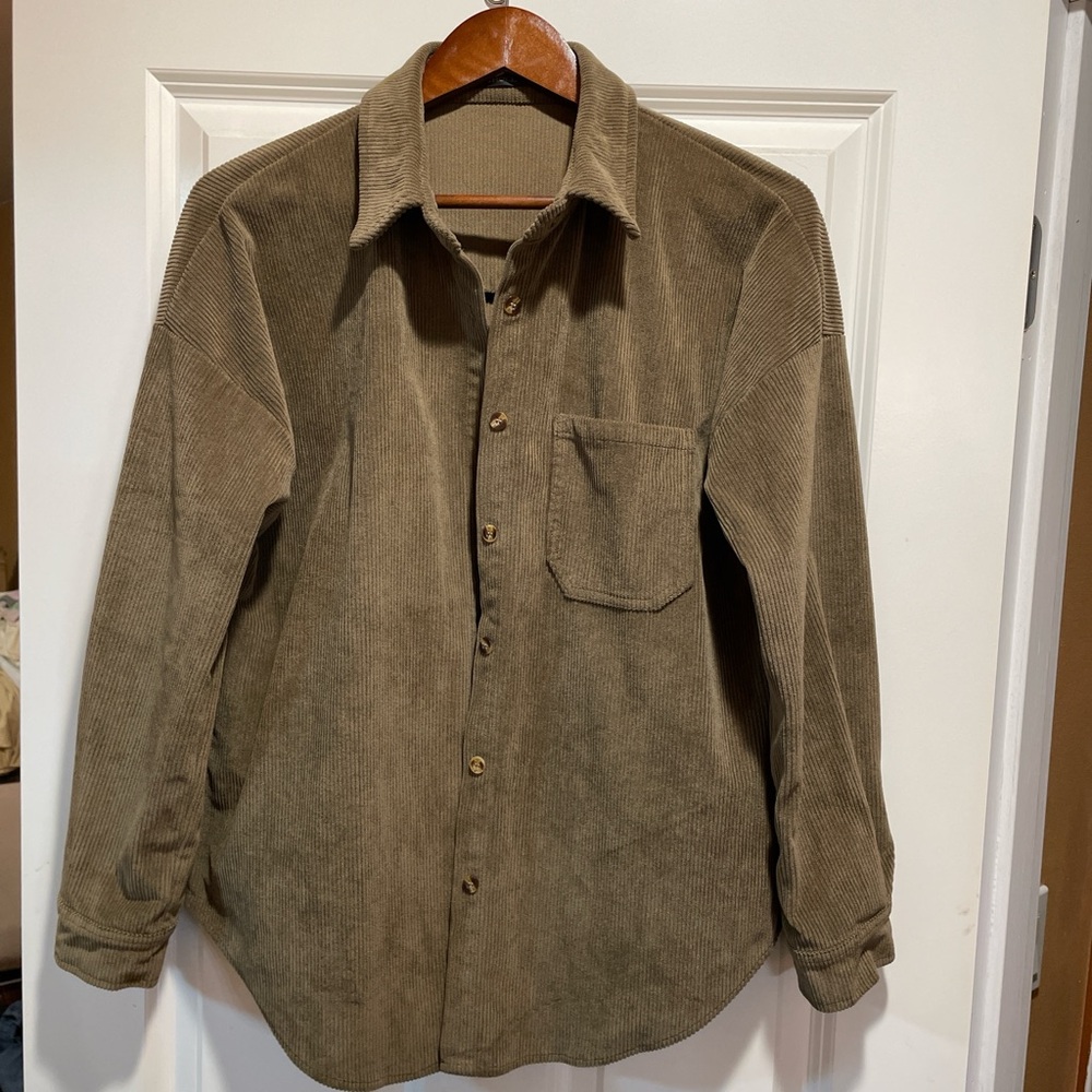 Brown Corduroy Button-Up Shirt